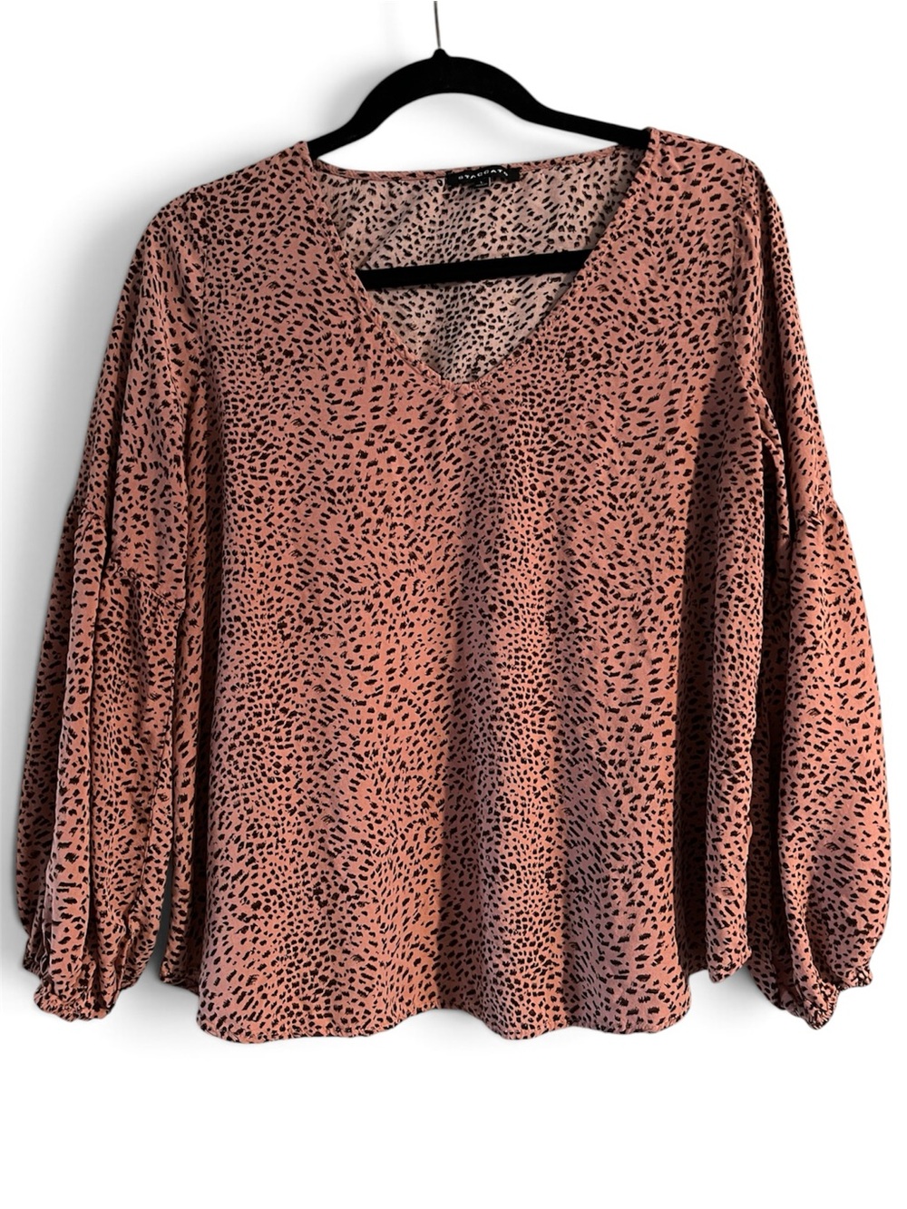 Staccato Dusty Rose V-Neck Balloon Sleeve Blouse with Black Speckle